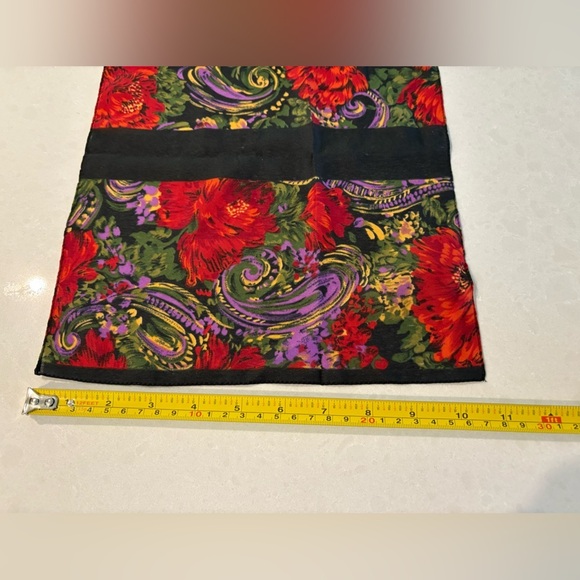 Vintage Cybèle ITALY Floral Paisley Scarf - Red Black Purple Green Polyester - Picture 6 of 8